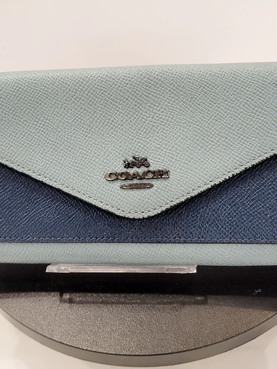 Coach Two-Tone Light Blue and Navy Envelope Clutch Wallet - Picture 2 of 7